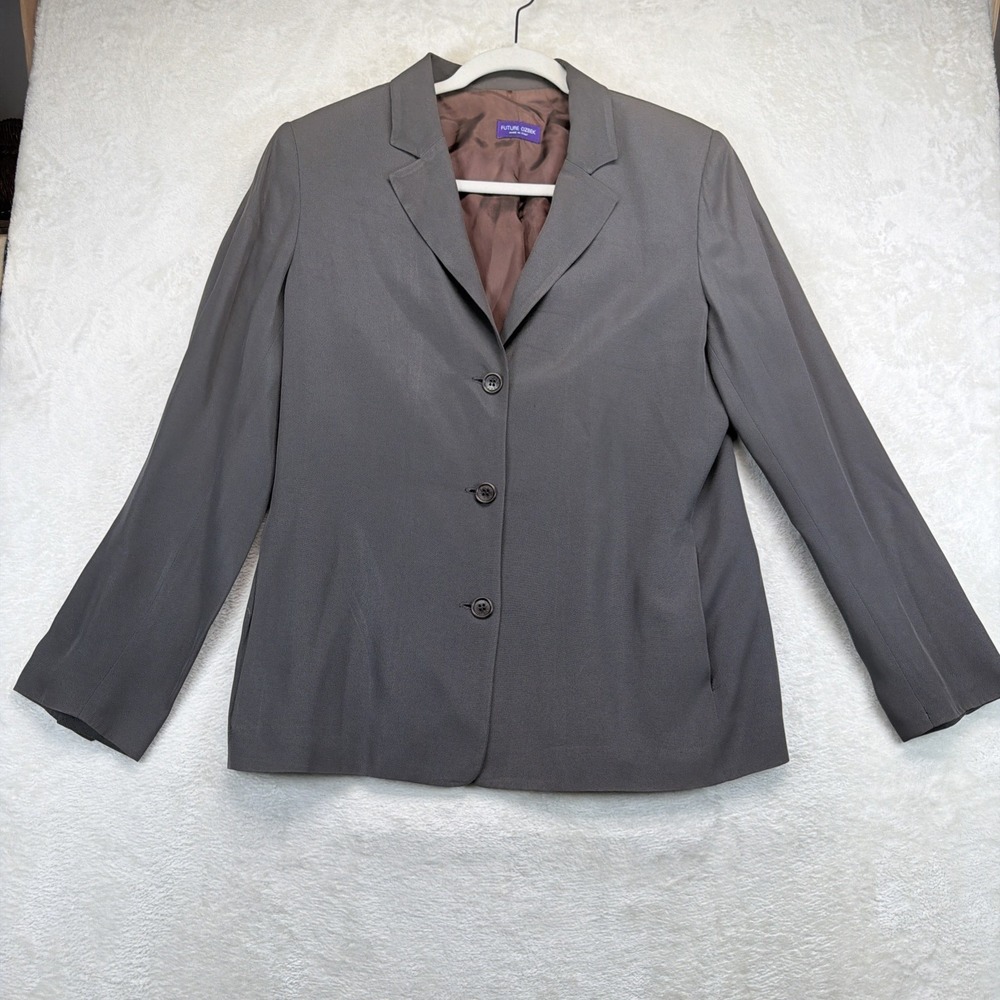 Future Ozbek Rifat Ozbek Blazer Women's 10 Vintage 90s Brown Tailored Jacket
